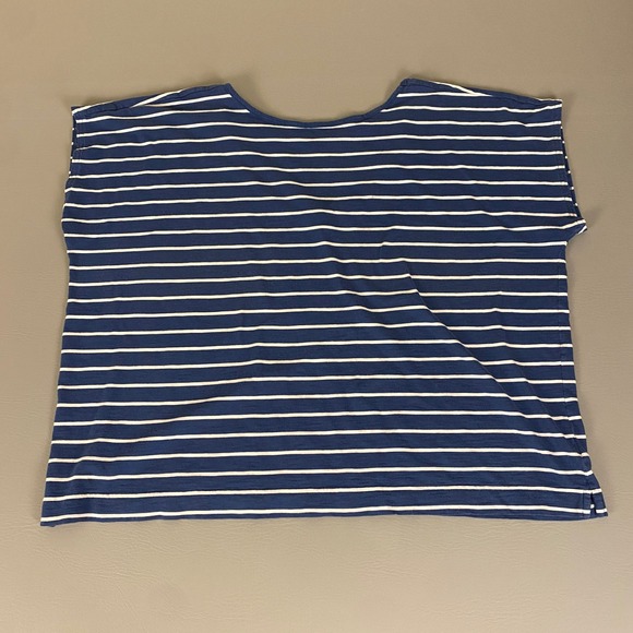 Chaps Denim T-Shirt Top‎ Plus Size 3X Blue White Striped  Relaxed Fit Casual ** - Picture 1 of 12
